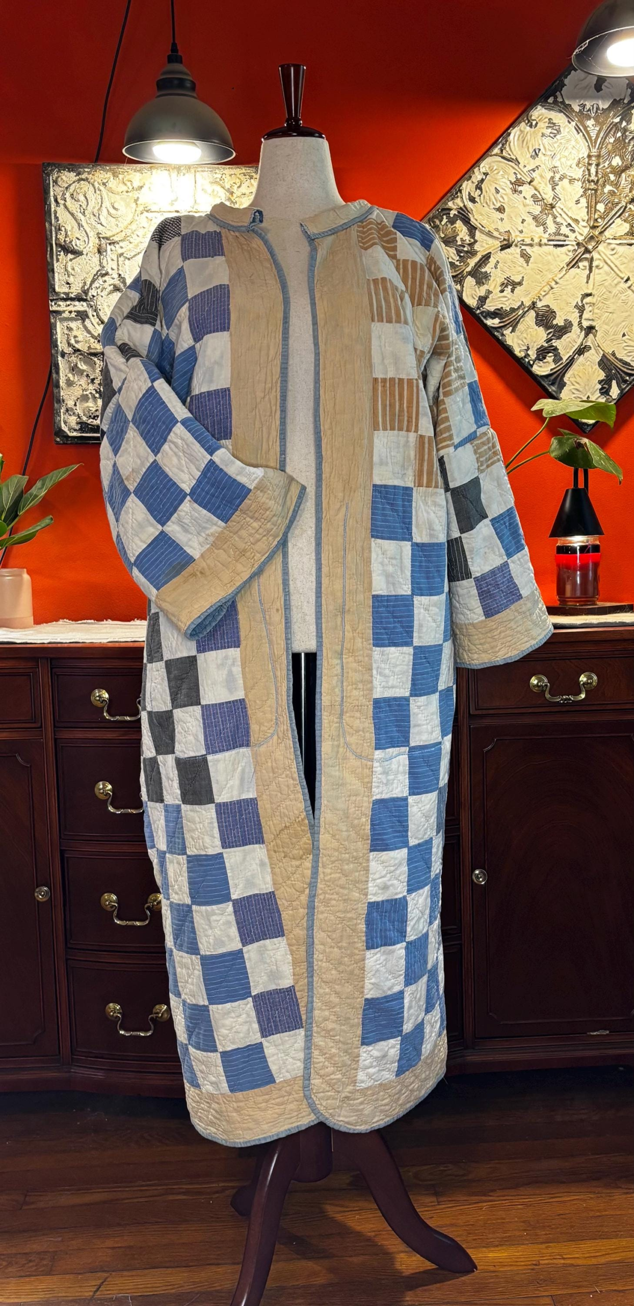 Handmade Quilt Coat | Reversible Patchwork Duster | Antique 1930s Quilt | Boho Maximalist | M-XL Constance