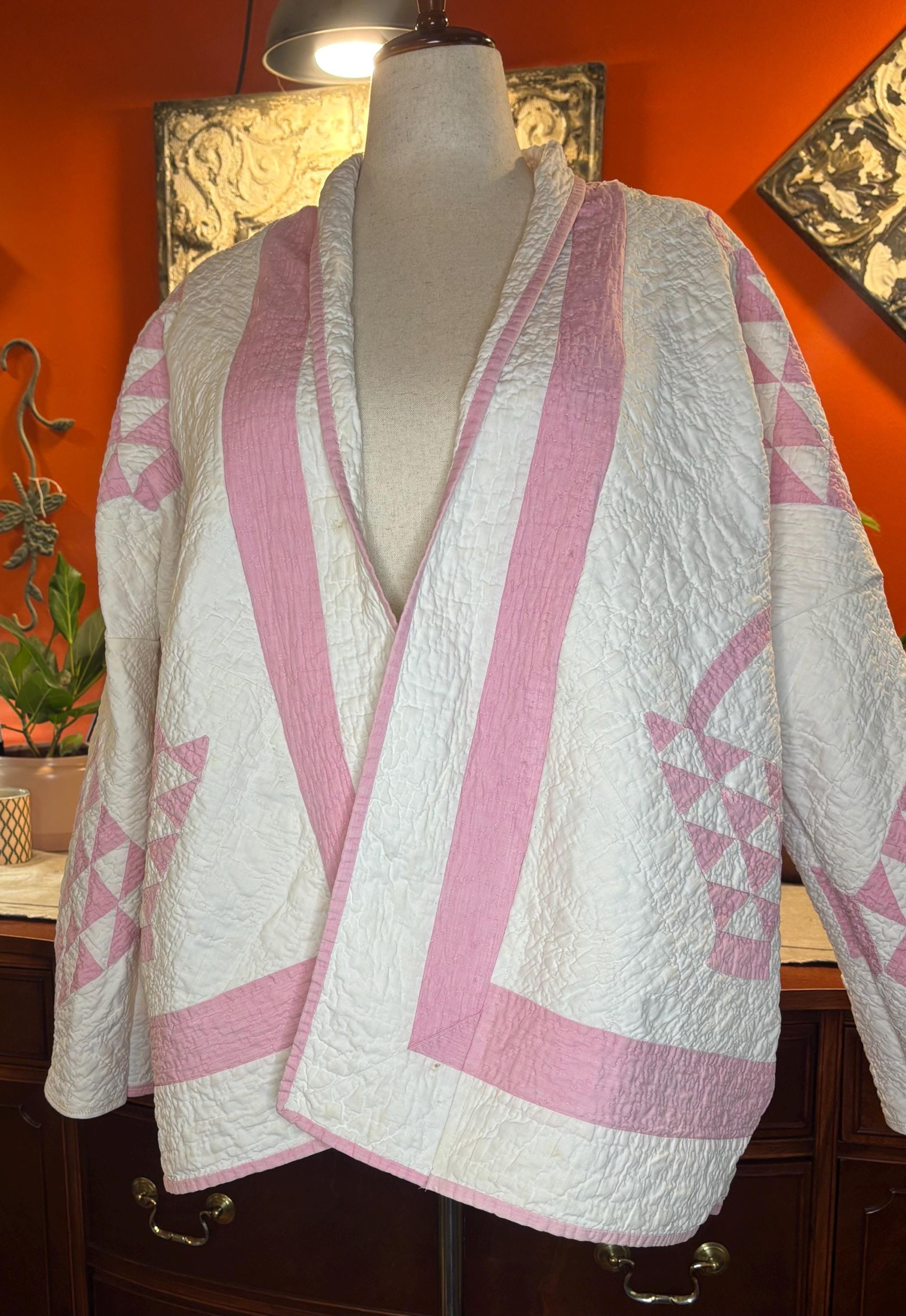 Maude | Antique 1930s Basket Quilt Coat | Shawl Collar | Handmade | S-XL
