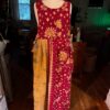 Apron style side tie wrap maxi dress made from repurposed sari “Lotus” XS/S