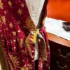 Apron style side tie wrap maxi dress made from repurposed sari “Lotus” XS/S