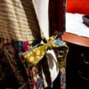 Apron style side tie wrap maxi dress made from repurposed sari “Wren” M/L