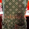 Handmade Repurposed Sari Maxi Dress – Green Ikat Diamond Print, M-XL