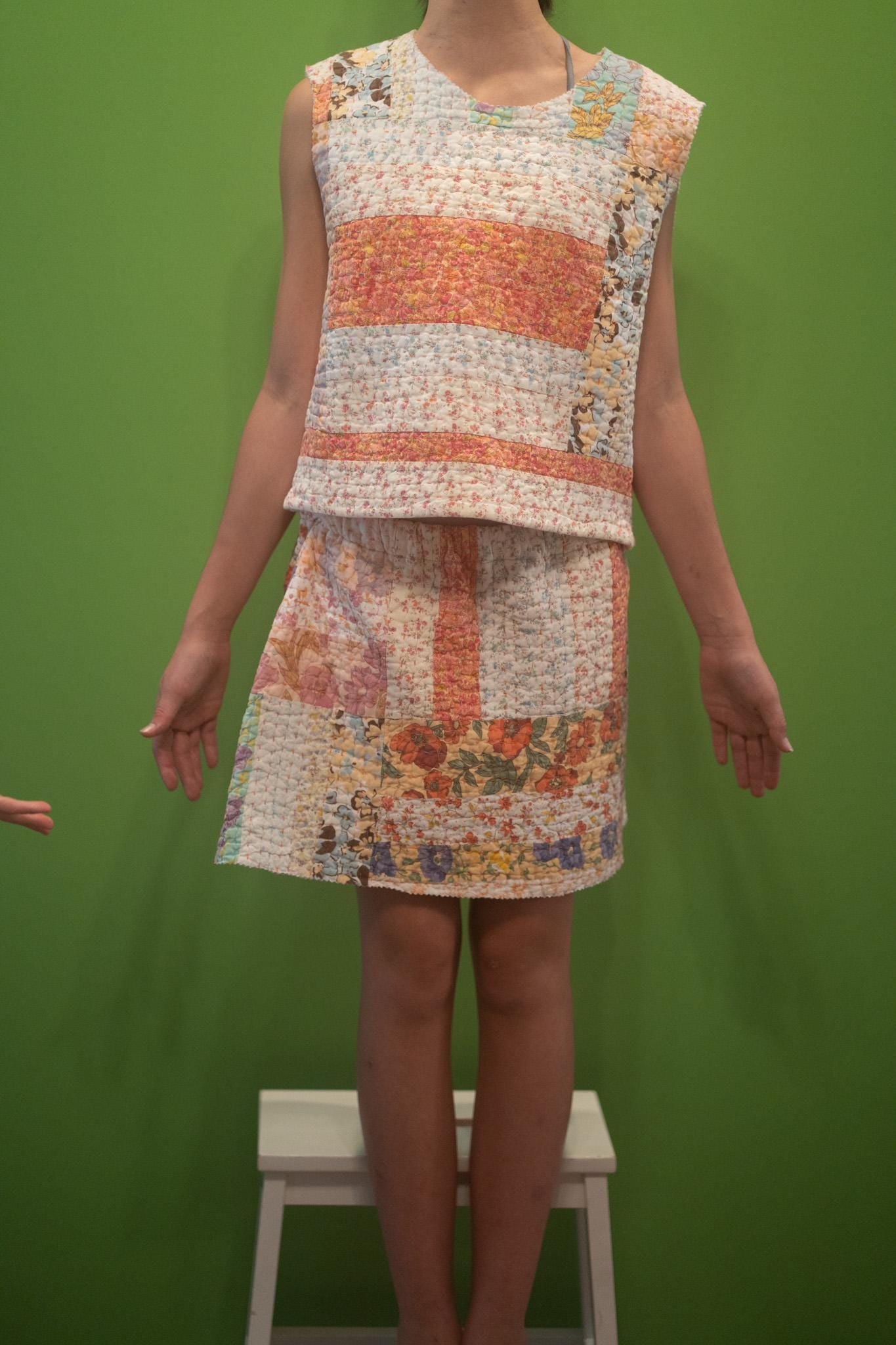 Poppy Quilted Set | Cropped Top, Gathered Skirt | 1970s Vintage Kantha Lined Medium