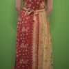 Apron style side tie wrap maxi dress made from repurposed sari “Lotus” XS/S
