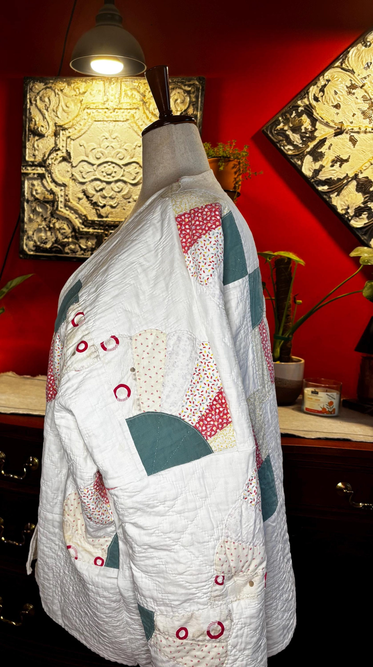 1930s Dresden Fan Quilt Coat | Feedsack Fabric | One of a Kind Medium-XXL