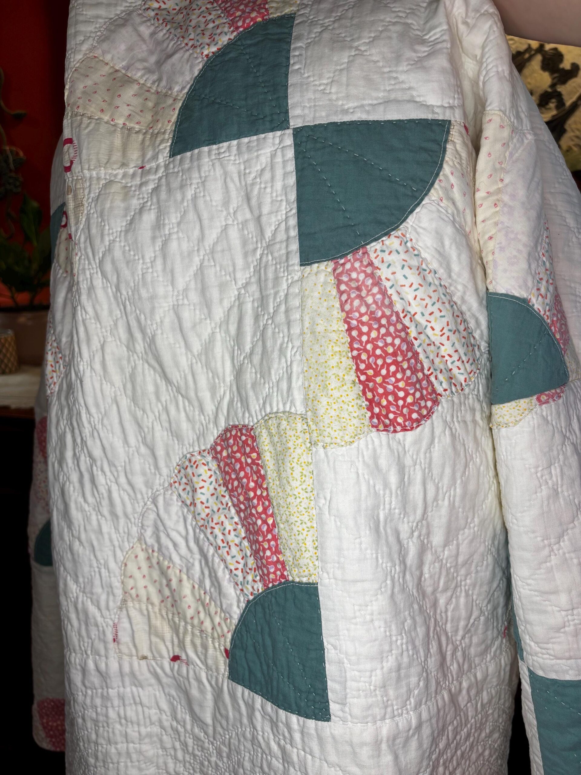 1930s Dresden Fan Quilt Coat | Feedsack Fabric | One of a Kind Medium-XXL