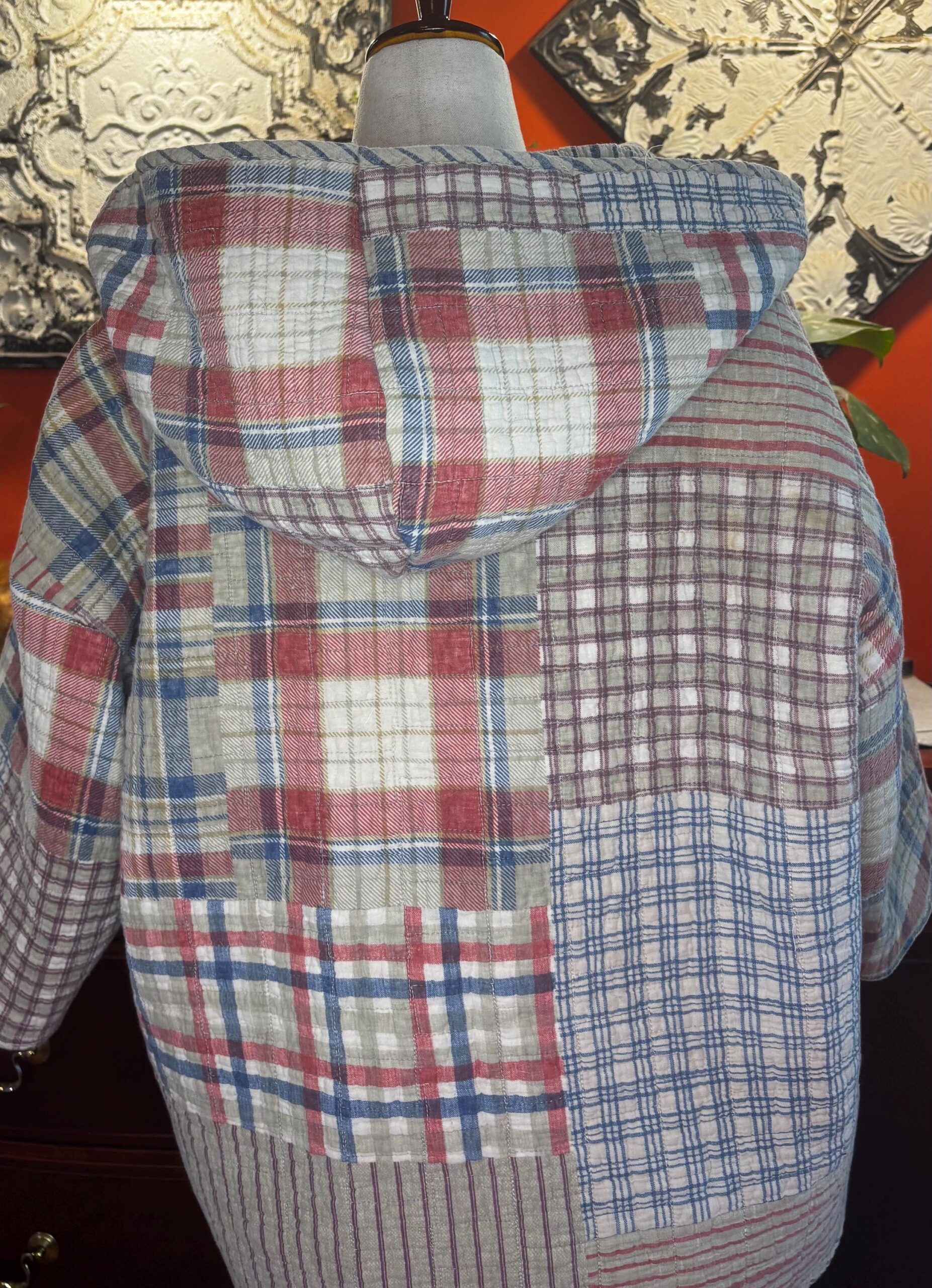 Vintage Plaid Quilt Hooded Coat | Patchwork Flannel, 1960s-80s Upcycled Apparel