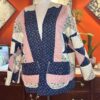 Handmade Quilt Coat | Vintage Crochet Collar, Navy Floral Plaid | One of a Kind