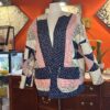 Handmade Quilt Coat | Vintage Crochet Collar, Navy Floral Plaid | One of a Kind