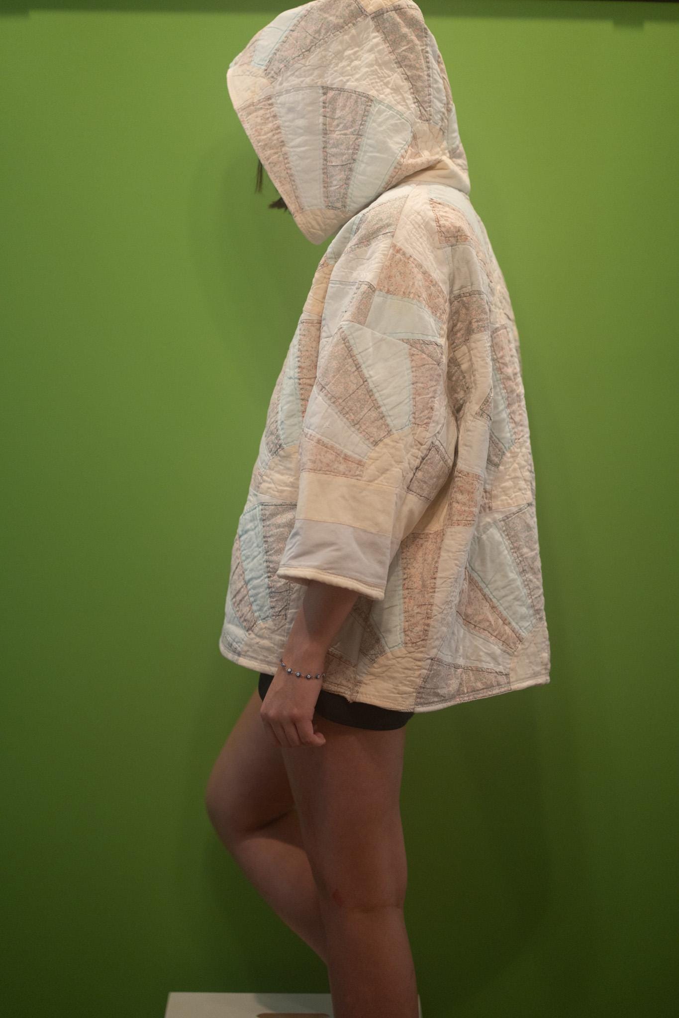 Antique Quilt Coat Handmade Vintage Patchwork Jacket One of a Kind Hoodie “Pearl”