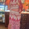 Rosalind | Vintage Sari Kantha Dress | Crimson Ikat Floral | One-of-a-Kind Upcycled Midi | Handmade by Wolfgang