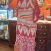 Rosalind | Vintage Sari Kantha Dress | Crimson Ikat Floral | One-of-a-Kind Upcycled Midi | Handmade by Wolfgang