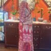 Rosalind | Vintage Sari Kantha Dress | Crimson Ikat Floral | One-of-a-Kind Upcycled Midi | Handmade by Wolfgang