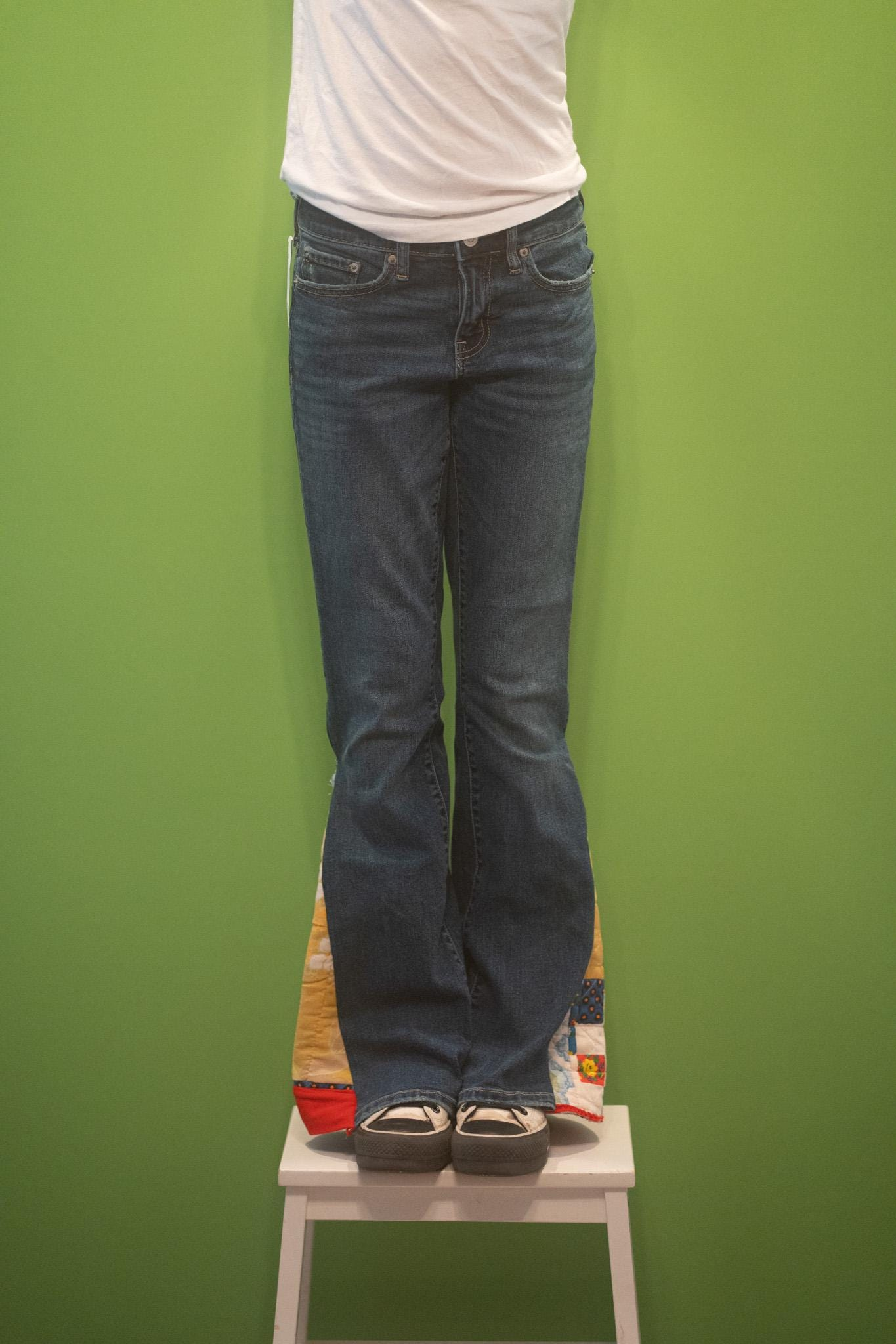 Upcycled Vintage Quilt Flare Jeans | Patchwork Bell Bottom Denim Size 25