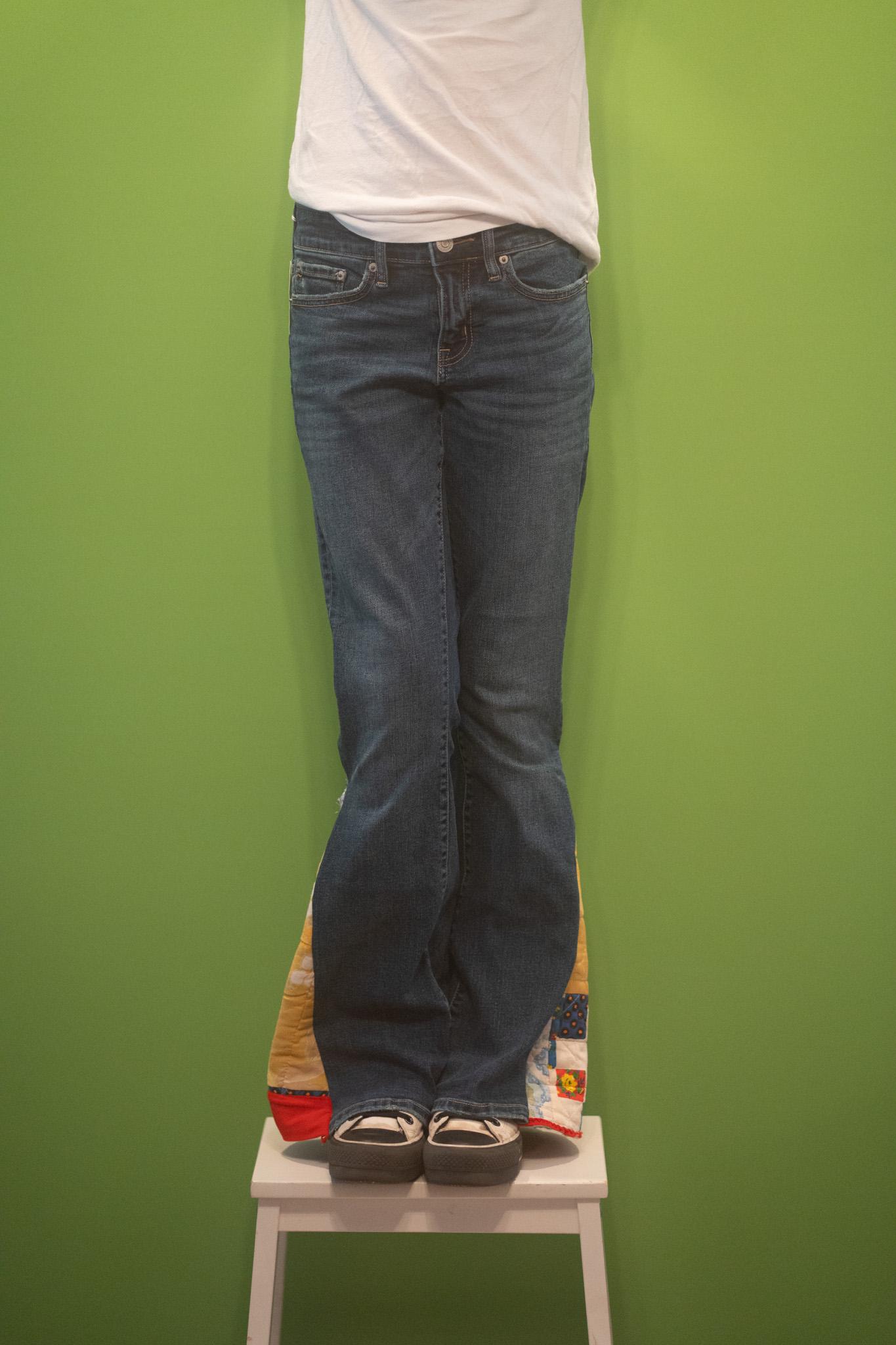 Upcycled Vintage Quilt Flare Jeans | Patchwork Bell Bottom Denim Size 25