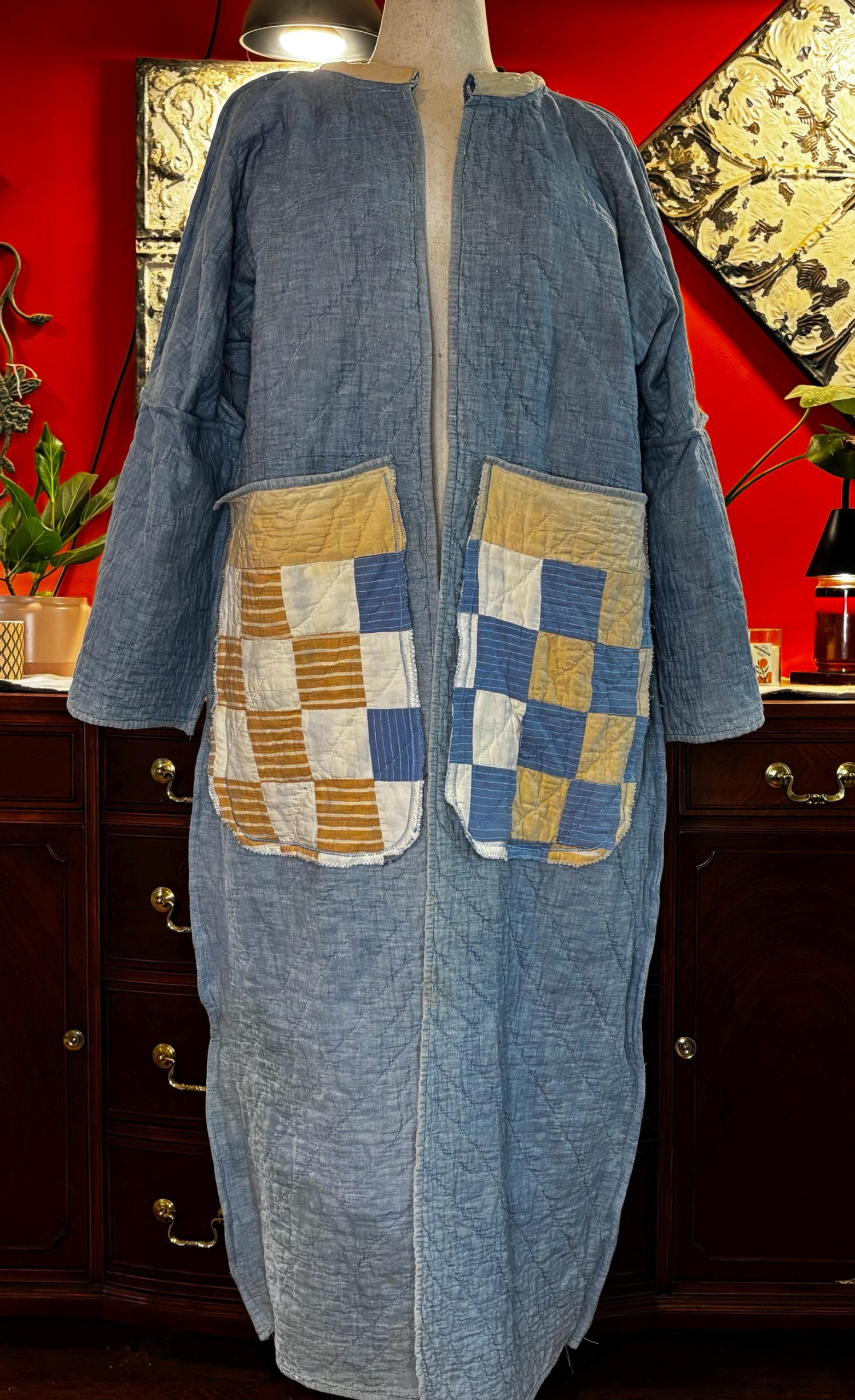 Handmade Quilt Coat | Reversible Patchwork Duster | Antique 1930s Quilt | Boho Maximalist | M-XL Constance