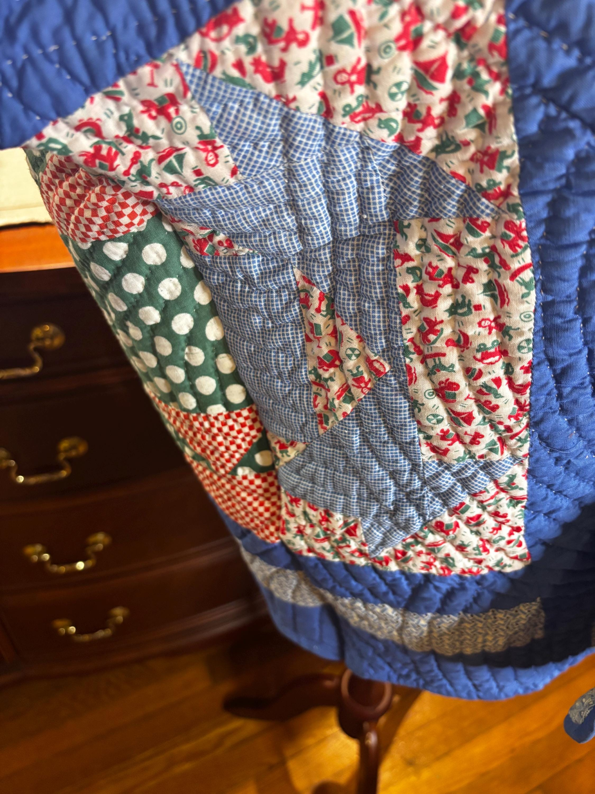 Maxine Quilt Coat | 1930-40s Cobalt Blue Star Quilt | One of a Kind