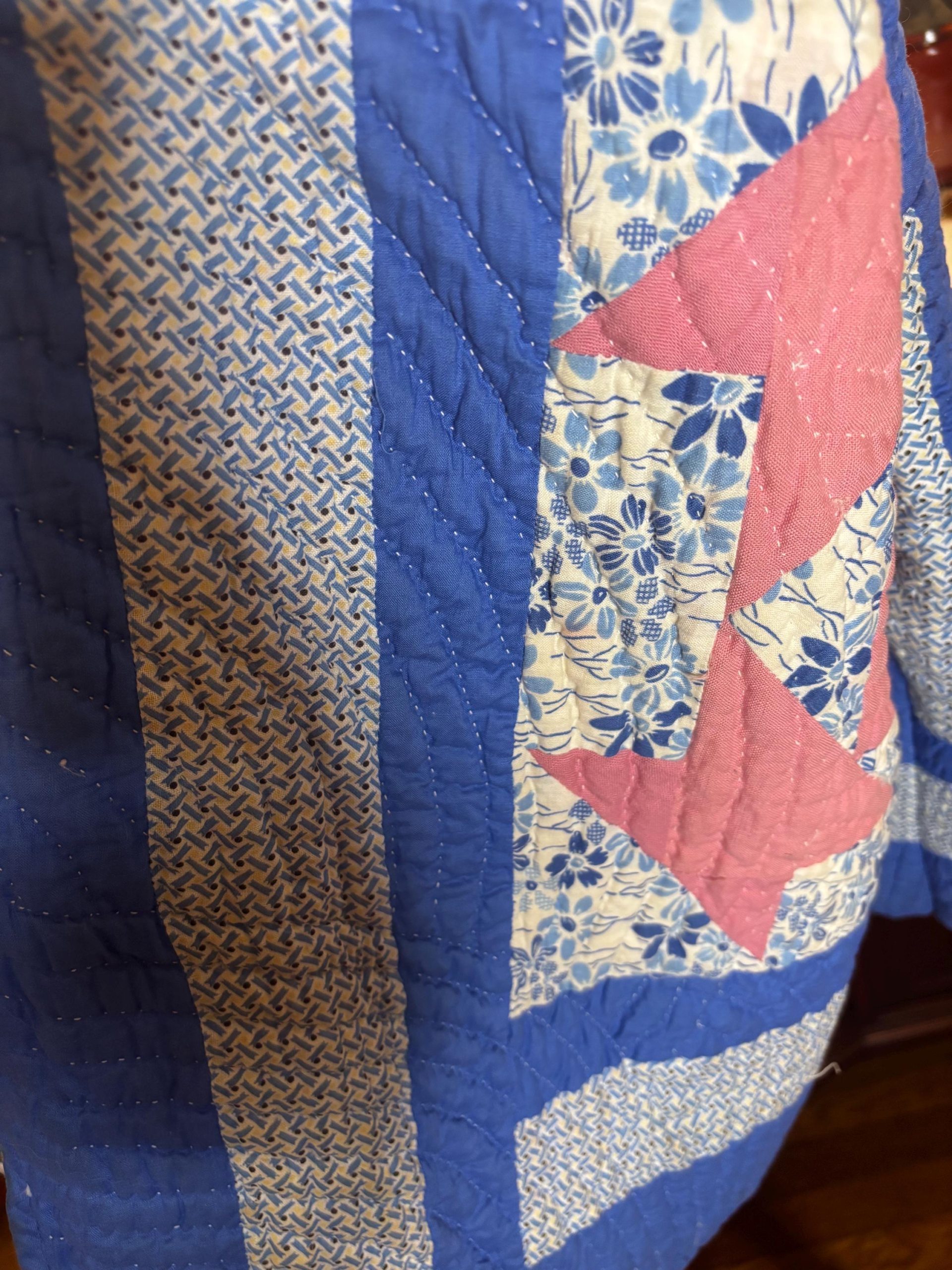 Maxine Quilt Coat | 1930-40s Cobalt Blue Star Quilt | One of a Kind