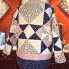 Handmade Quilt Coat | Vintage Crochet Collar, Navy Floral Plaid | One of a Kind