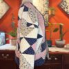 Handmade Quilt Coat | Vintage Crochet Collar, Navy Floral Plaid | One of a Kind