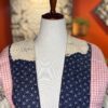 Handmade Quilt Coat | Vintage Crochet Collar, Navy Floral Plaid | One of a Kind