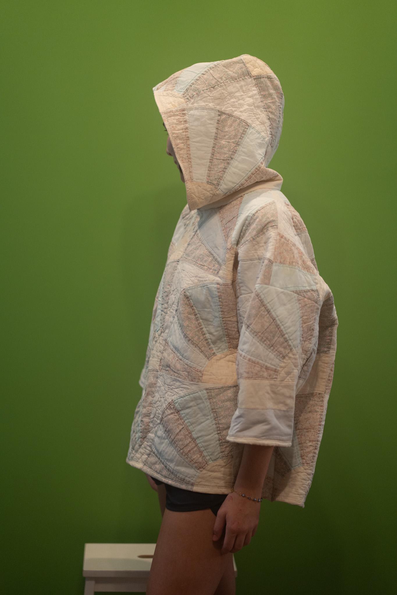 Antique Quilt Coat Handmade Vintage Patchwork Jacket One of a Kind Hoodie “Pearl”