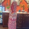 Rosalind | Vintage Sari Kantha Dress | Crimson Ikat Floral | One-of-a-Kind Upcycled Midi | Handmade by Wolfgang
