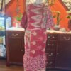 Rosalind | Vintage Sari Kantha Dress | Crimson Ikat Floral | One-of-a-Kind Upcycled Midi | Handmade by Wolfgang