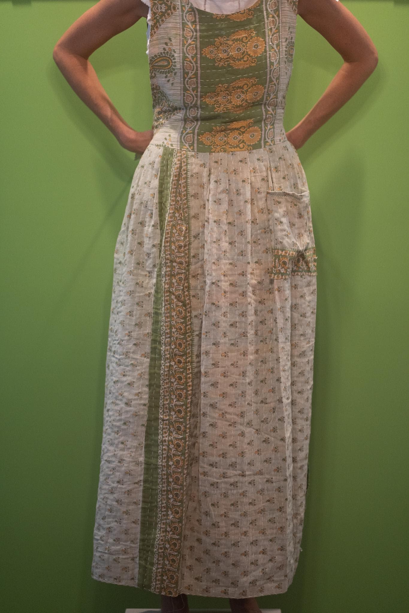 Apron style side tie wrap maxi dress made from repurposed sari “Isadora” xs-m
